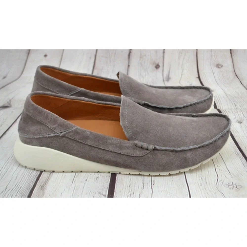 OLUKAU Men's Ka'a Leather Suede Loafers SIZE 14 Gray BRAND‎ NEW